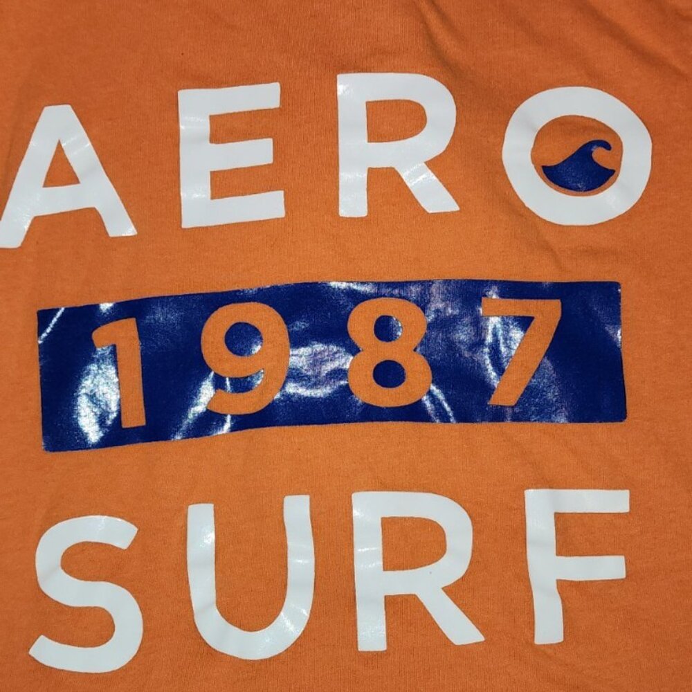 Aeropostale 1987 Surf Tee  100% Cotton Mens Shortsleeve Tshirt Orange Sz S/P